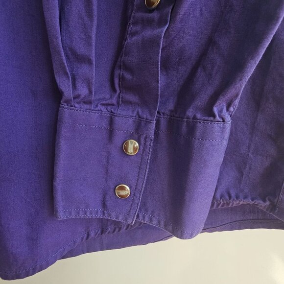 Roper Mens Purple Western Shirt 100% Cotton Long Sleeve With Snap Buttons, L - Picture 5 of 9